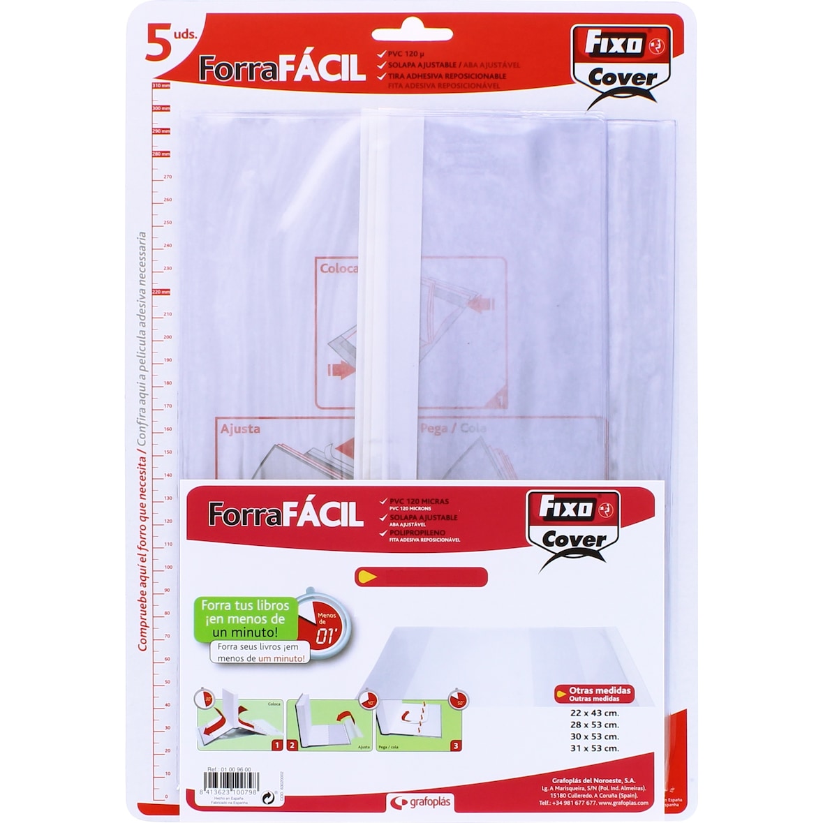 Pack de 5 Forrafácil con solapa ajustable 280x520 mm