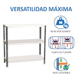 thumbnail of SimonRack Estantería Metálica con tornillos 1000x1100x300 mm, 3 Alturas, 90 kg de Punto Flexión, Antracita/Blanco - Comfort