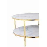 thumbnail of SalesFever Table basse ronde|avec 2 étagères|Plaque de verre revêtue d'une feuille d'aluminium aspect marbre|Cadre en métal|L80xP80xH45cm|or blanc