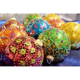 thumbnail of Grün/Blau/Rot/Safran 8cm Glaskugelsortiment 9-teilig, mundgeblasen und handdekoriert