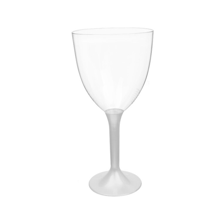 MONOUSO - Mehrweg Weinglas aus PS Fuß Weiß 300ml 2T (20 Stück)