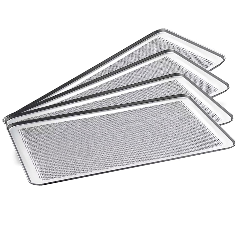Lote de 4 Bandeja Perforada para Horno de Pastelería, Aluminio, 60x40 cm, para Panadería y Repostería
