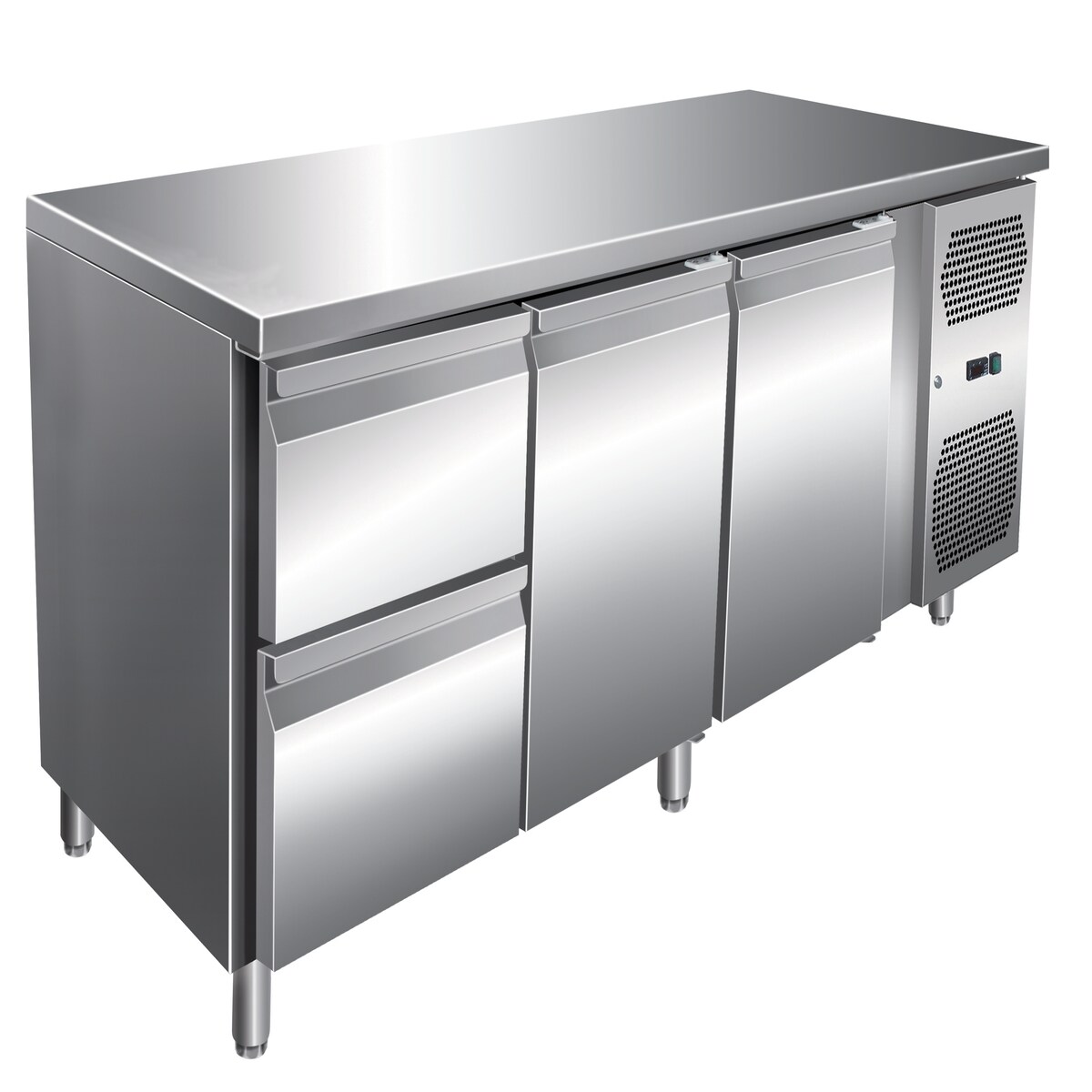 Wimar Gastro Edelstahl Kühltisch Kühltheke 2 Türen / 2 Schubladen 242 L -2/+8°C