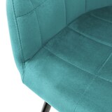 thumbnail of 2er Set Esszimmerstühle mit Rücken- und Armlehnen, Türkis, Küchenstühle mit Samtbezug, Polsterstühle mit Metallbeinen