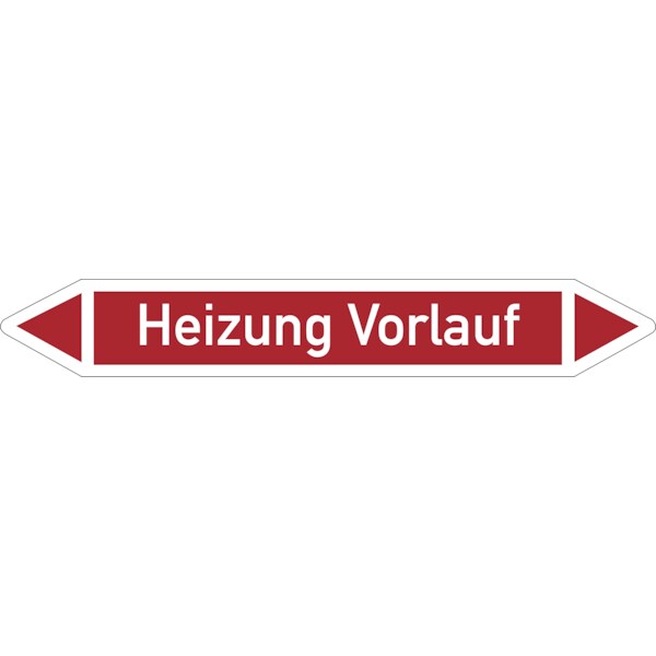 Rohrleitungskennzeichnung, Heizung Vorlauf, Einzeletikett, Folie - DIN 2404 - 100x15 mm Folie selbstklebend