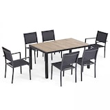 thumbnail of Set van tuintafel en 6 stoelen in aluminium en houtkeramiek