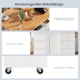 thumbnail of Kücheninsel Küchenwagen auf Rollen Weiß 122x74x92 cm mit klappbarer Tischplatte 8 Schubladen Schrank verstellbare Böden Gewürzregal