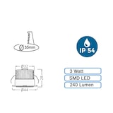 thumbnail of 3w Mini LED Einbauleuchte Einbaustrahler Einbauspot Spot Silber 240 Lumen Schutzart IP54 Warmweiß