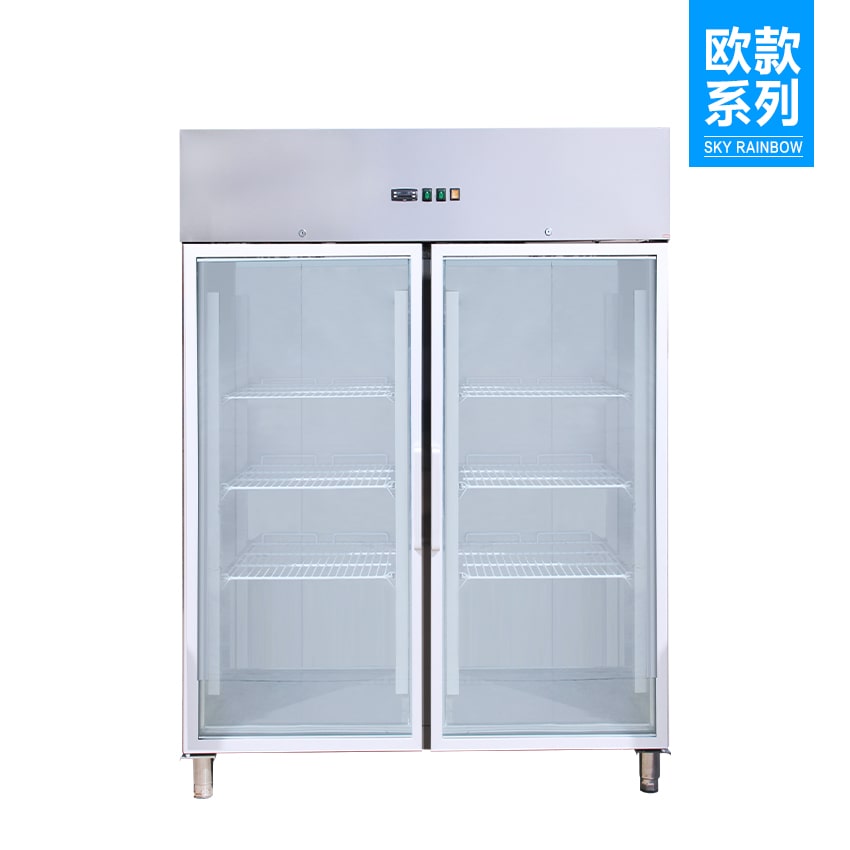 Skyrainbow Edelstahltiefkühlschrank mit Glasstür, Inhalt 1333 Liter, GN2/1