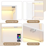 thumbnail of Merax LED Vitrinenschrank 80×35×170 cm, Glasvitrine modern Weiß, Sammlungsvitrine mit App-Steuerung, 4 Ebenen, Push-to-Open Türen