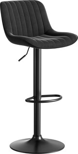 thumbnail of Barhocker 4er Set höhenverstellbar drehbar 360 Grad Samt Schwarz 109x47x36 cm mit ergonomischer Rückenlehne und Metallgestell