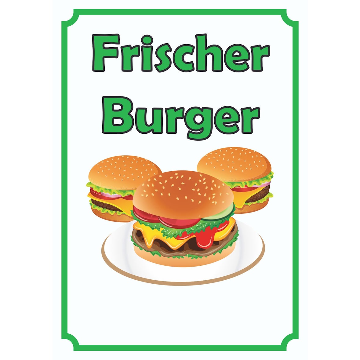 Frischer Burger Schild Hochkant A6 (105x148mm)