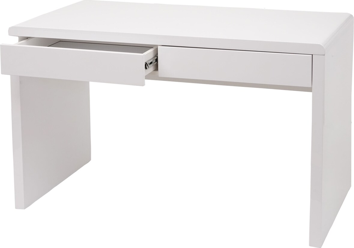 Escritorio HWC-G51, mesa de oficina mesa de ordenador escritorio de trabajo, blanco alto brillo ~ 120x60cm