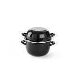 thumbnail of 6x Emaille Muscheltopf mit Deckel, schwarz emailliert, 2,5L, Ø 20 cm