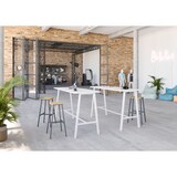 thumbnail of bümö Meetingpoint Industrial Look, Bistrotisch eckig 175 x 68 cm, Stehtisch Holz-Platte, Bartisch Asteiche, Gestell aus Metall natur, Buffettisch,