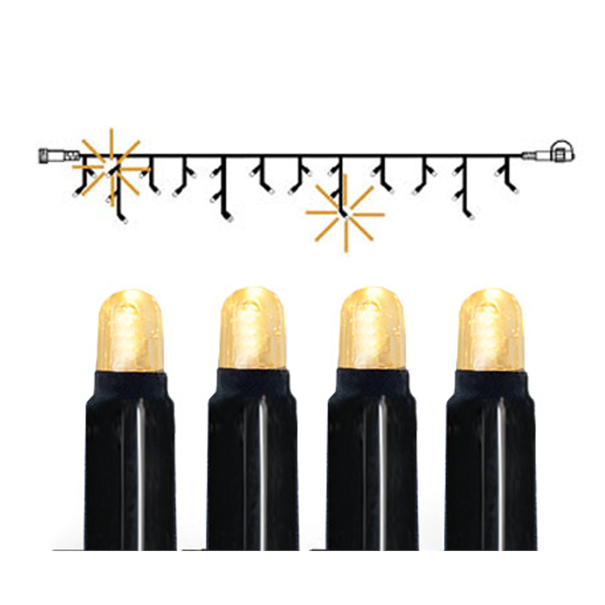 System24 LED Eisregen Vorhang mit Flackern 3x0,4m Icicle Lichterkette ohne Trafo