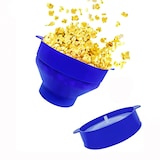 thumbnail of Intirilife Popcorn Maker aus Silikon für die Mikrowelle Wiederverwendbare faltbare Schüssel mit Deckel in Blau - 24 x 20 x 6 (14.5) cm