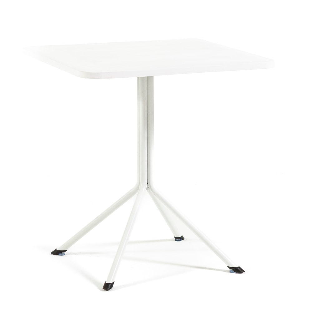 Table carrée 70x70 cm d’extérieur en polypropylène et acier galvanisé, pour jardin, bar, terrasse, hôtel, restaurant, résistante - Willy / Blanc