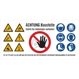 thumbnail of Baustellenbanner aus Gewebeplane, PVC - Symbole gem. ISO 7010 - 1500 x 750 mm PVC-Gewebeplane