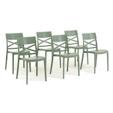 thumbnail of Conjunto 6 Sillas de polipropileno con fibra de vidrio apilables para exterior y jardín, bar y restaurante, cocina diseño moderno - MARTINA - Salvia