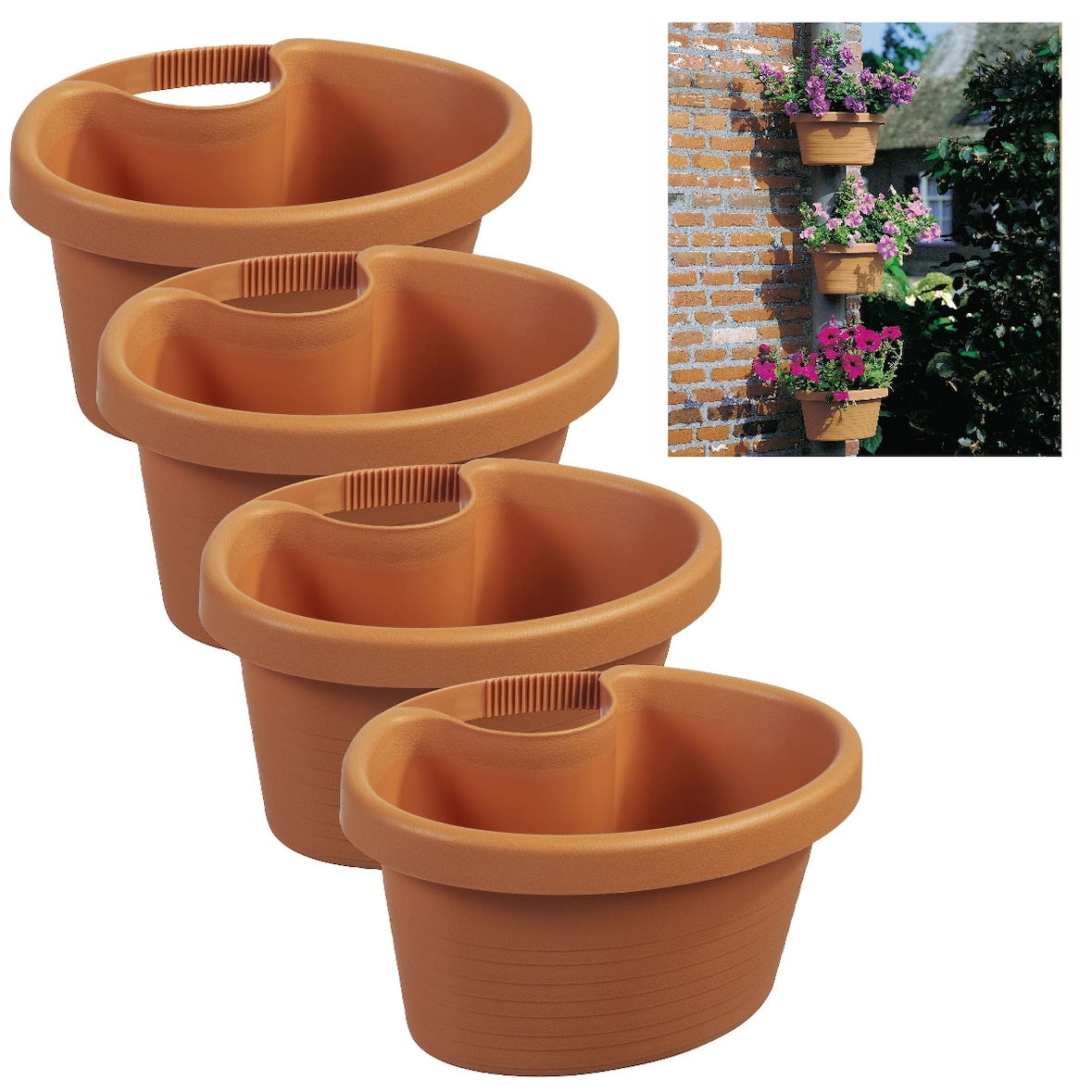 4 Ruime Regenpijp Bloempotten Plantenpot Terra 27x23x14cm