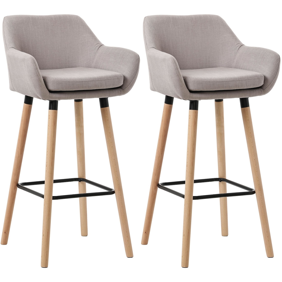 Conjunto de 2 Bancos de Bar Grant em Tecido cinzento