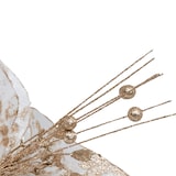 thumbnail of Déco de Noël XL Fleur de Poinsettia velours Blanc et Or pailleté 40 x 40 cm