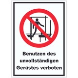 thumbnail of Benutzen des unvollständigen Gerüstes verboten Aufkleber A9 (37x52mm)
