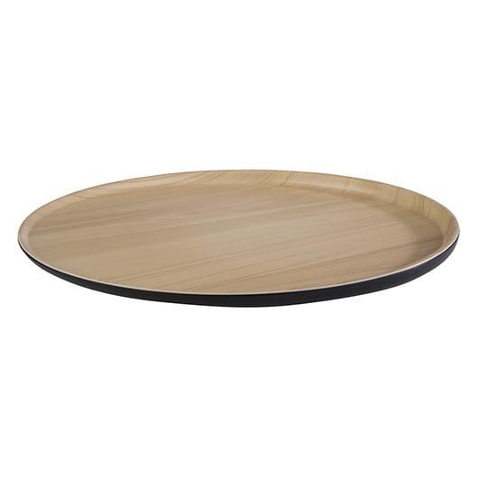 APS 84944  Plateau melamine Ø 31,5 cm noir intérieur aspect bois Frida Lock