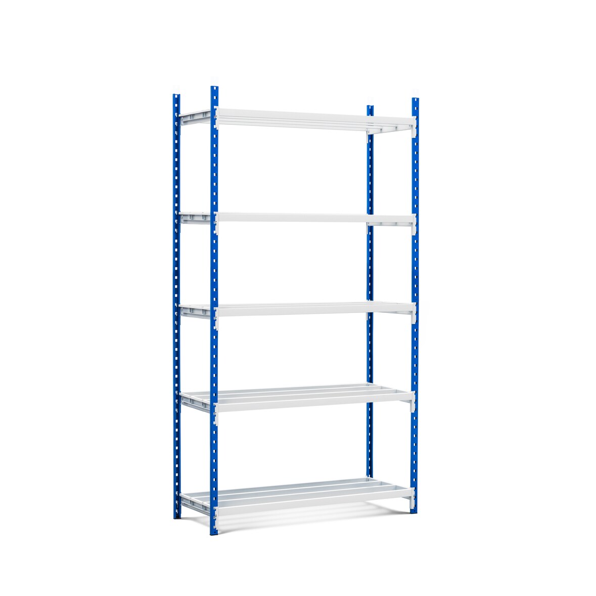 PROREGAL Fachbodenregal MAXIMUS Pro | Grundregal | HxBxT 300x150x50cm | 5 Ebenen | offener Fachboden | Fachlast 236kg | Lichtblau/Lichtgrau