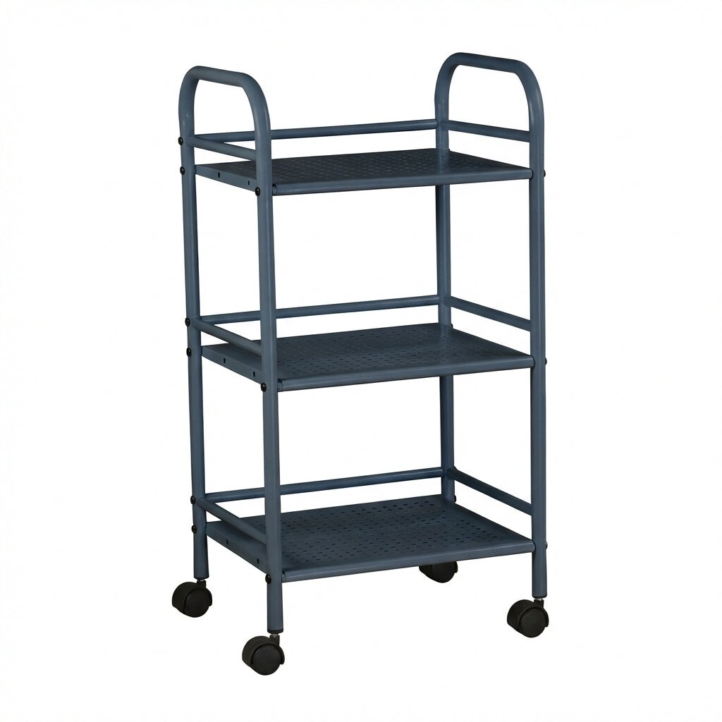 Carrello Portavivande 3 Ripiani Ruote Cucina Mobile 40x32x75 cm - Nero