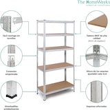 thumbnail of Pack 2 Estanterías Almacenaje y 1 Esquinera Metálicas 180x160*160 cm. Galvanizadas 15 Baldas Ajustables MDF, Carga 175 kg/Estante The Homeweeks