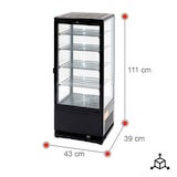 thumbnail of Romux® Vitrine Pasteleira Expositora Refrigerada Vertical 4 Prateleiras 1 Porta Preta 100 Litros Ventilada | Vitrine de Bancada Cristal Reto