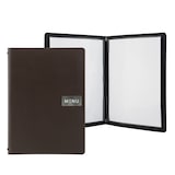 thumbnail of Securit® Carta A4 "Leather" - Marrone - Linea "Raw" - 100% pelle ecologica - Targhetta "Menu" + targhetta neutra incluse - 4 facciate