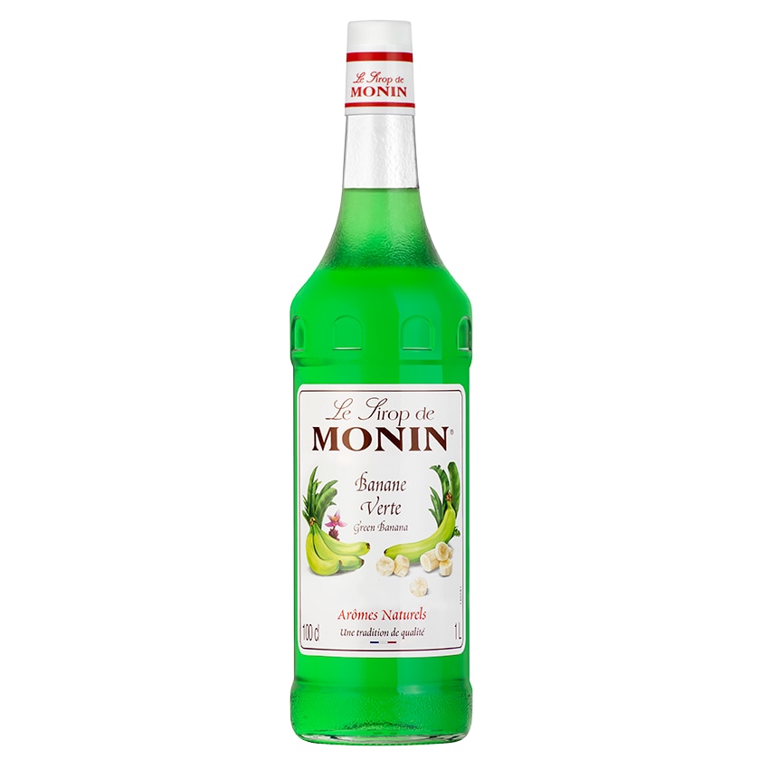 MONIN - Sirop de Banane Verte 1L pour cocktails, limonades et thé glacés