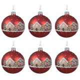 thumbnail of 6 Glaskugeln Weihnachtsmotive 8cm Handbemalt Weihnachtskugeln Christbaumkugeln Glitzer matt rot