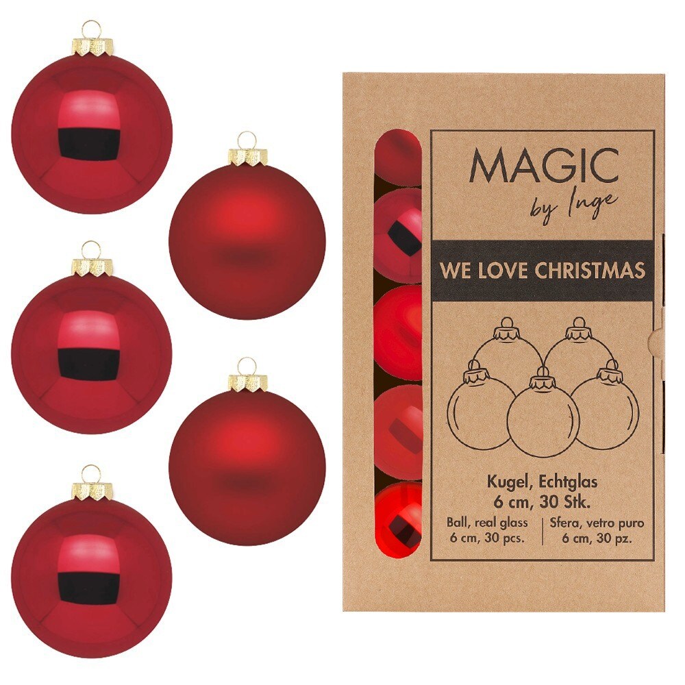 30 Weihnachtskugeln 6cm Glas Christbaumkugeln Weihnachtsbaumkugeln bordeaux