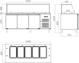 thumbnail of vaiotec Salattheke, 3-fach mit Türen, Glasaufbau, für 5x GN 1/1 grau, 2000 x 800 mm