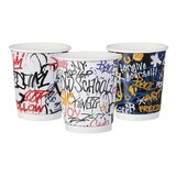 thumbnail of 250x Pappbecher Heißgetränkebecher doppelwandig GRAFFITI MIX 200 ml (max 270ml)
