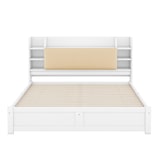 thumbnail of Flachbett 180x200 cm mit Vier Schubladen, Stauraum und Nachttisch – Weiß, Robustes Design aus Kiefernholz und MDF