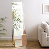 thumbnail of SalesFever Stand-Spiegel | mit klappbarem Ständer | edler Aluminium-Rahmen | Spiegelglas | B 50 x T 2 x H 160 cm | goldfarben