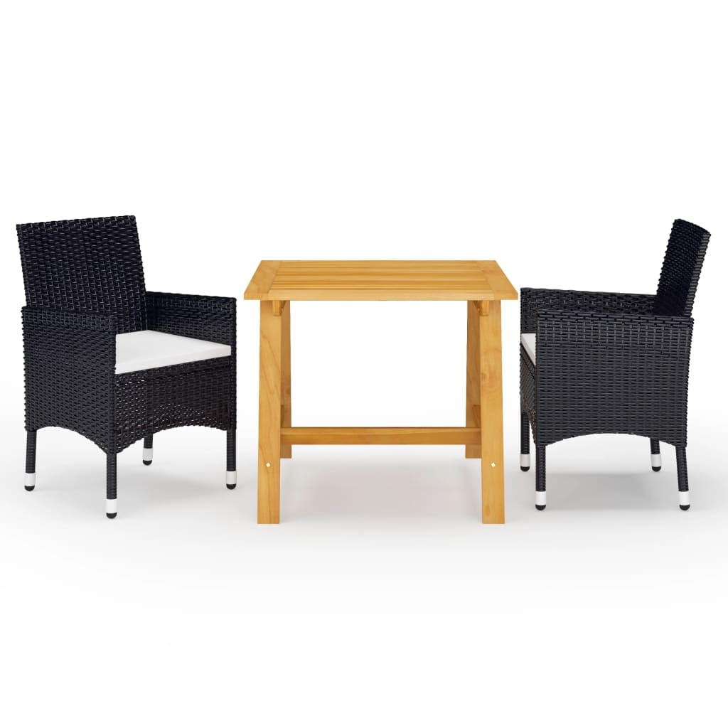 Helloshop26 - Conjunto de comedor de jardín exterior negro de 3 piezas 02_0013656
