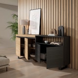 thumbnail of Sideboard, Anrichte, Schrank, Küche, Schrank, Flurschrank, 200x35x87cm, 4 Türen, Industriedesign, Moderner Stil, Eiche und schwarz _ 62_14