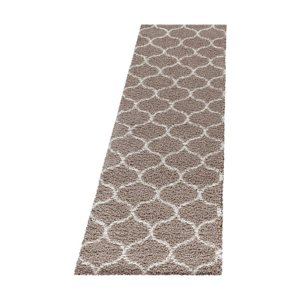 Teppich Hochflor Shaggy Skandi-Muster Polypropylen Wohnzimmer Beige Läufer 80x250 | Kadima Design
