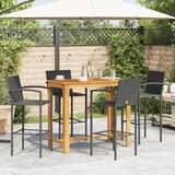 thumbnail of vidaXL 5-tlg. Gartenbar-Set Schwarz Massivholz Akazie und Poly Rattan
