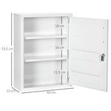thumbnail of Apothekerschrank Hängeschrank 40x15x54 cm abschließbar mit 2 Schlüsseln Wandmontage Stahl Weiß mit 3 Fächern und Türablagen für Bad und Küche