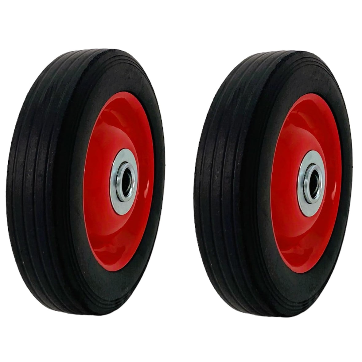 Set de 2 Ruedas para carretilla, neumáticos de goma maciza, 6"-1.3", Eje de 15 mm, hasta 150 kg, tamaño 150-30mm