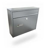 thumbnail of Relaxdays Briefkasten mit Namensschild, HBT: 31 x 36 x 10 cm, wetterfest, 4 Schlüssel, Postkasten Querformat, grau