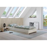 thumbnail of Niederflurbett metallfrei 80x200 Futon metallfreier Lattenrost, Fichte unbehandelt V-60.97-08 mit Matratze