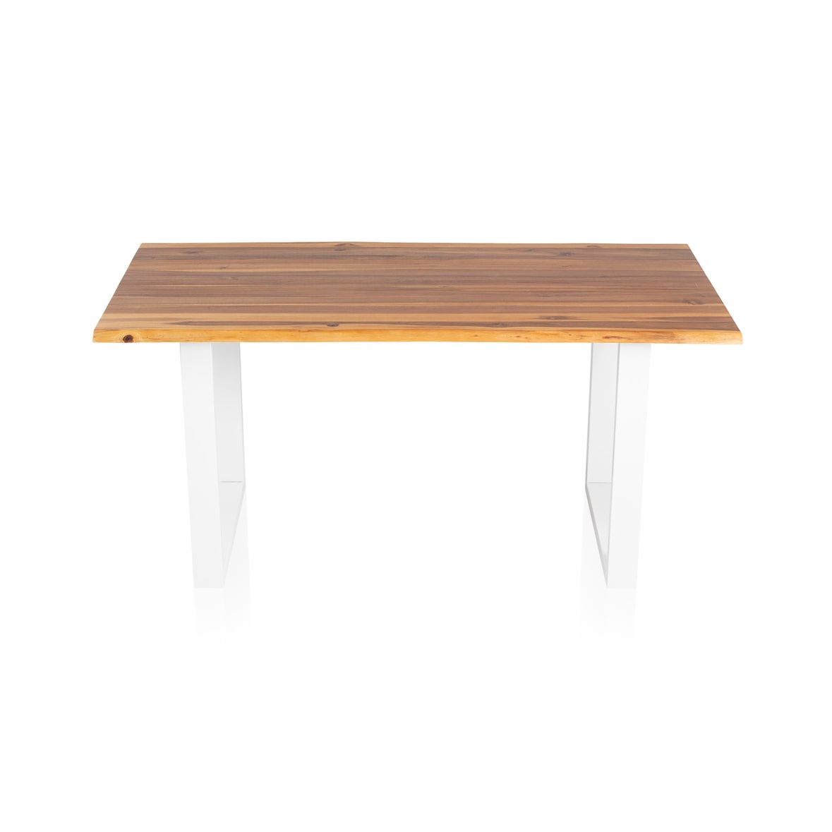 SalesFever Esstisch aus Akazienholz | 200 x 100 cm | 26 mm Tischplatte | Gestell Metall | naturfarben – weiß